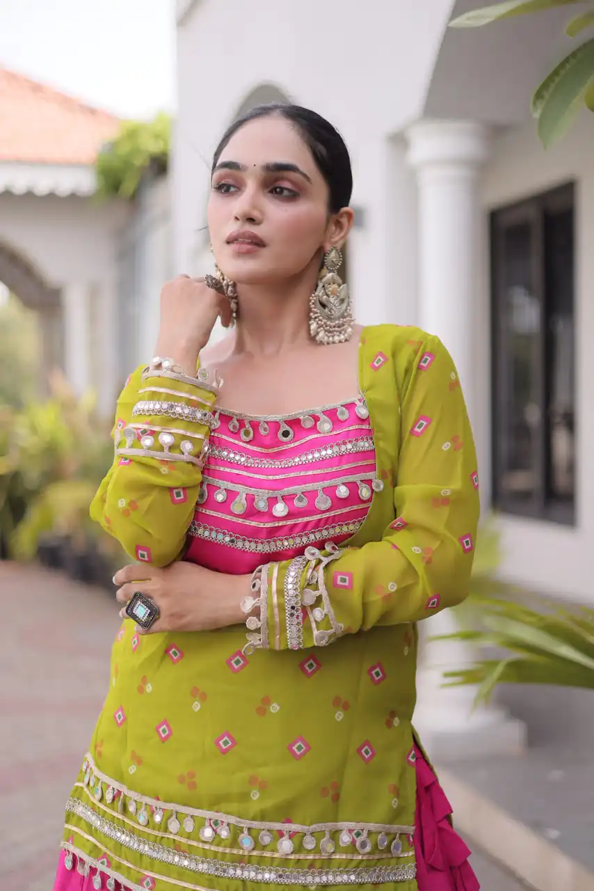 KA 5076 Mahendi Rayon Embroidery Work & Cowrie Work Lehenga Choli . Grab it for ₹2749. Delivery 4-6 Working Days. Shop now. | Lehenga, Bollywood Lehenga, Creative Lehenga, Designer Lehenga, Embroidered Lehenga, Party Wear Lehenga