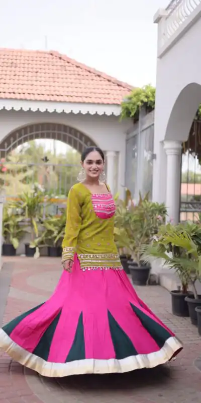 KA 5076 Mahendi Rayon Embroidery Work & Cowrie Work Lehenga Choli . Grab it for ₹2749. Delivery 4-6 Working Days. Shop now. | Lehenga, Bollywood Lehenga, Creative Lehenga, Designer Lehenga, Embroidered Lehenga, Party Wear Lehenga