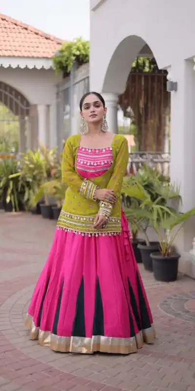 KA 5076 Mahendi Rayon Embroidery Work & Cowrie Work Lehenga Choli . Grab it for ₹2749. Delivery 4-6 Working Days. Shop now. | Lehenga, Bollywood Lehenga, Creative Lehenga, Designer Lehenga, Embroidered Lehenga, Party Wear Lehenga