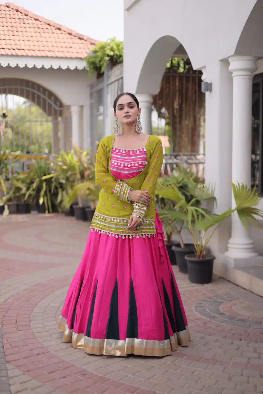 KA 5076 Mahendi Rayon Embroidery Work & Cowrie Work Lehenga Choli . Grab it for ₹2749. Delivery 4-6 Working Days. Shop now. | Lehenga, Bollywood Lehenga, Creative Lehenga, Designer Lehenga, Embroidered Lehenga, Party Wear Lehenga