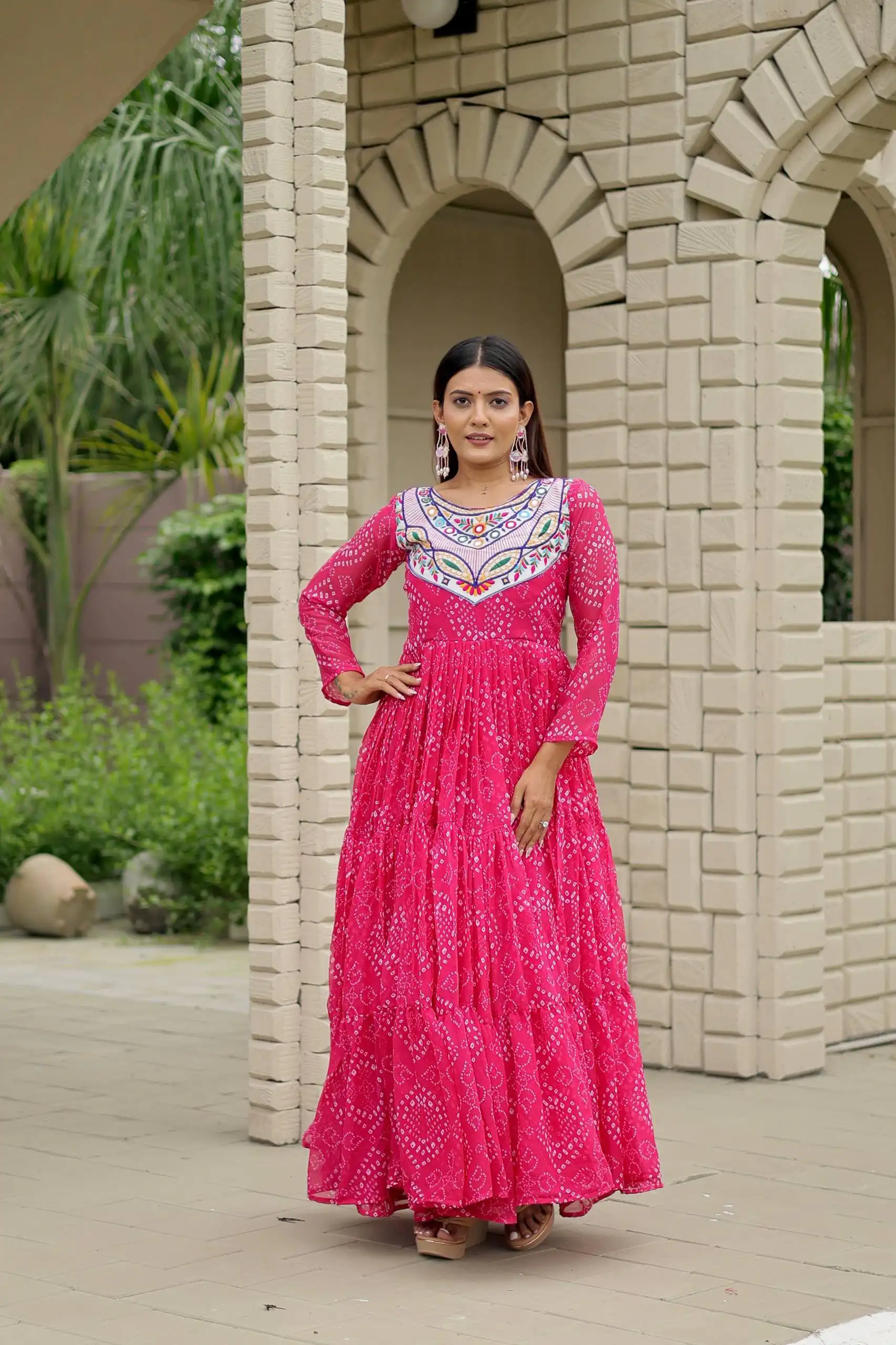 Ram 130 Pink in Colour Faux Georgette Bandhani Print Work Gown. Available at ₹1749 only. Delivery 4-6 Working Days. Shop now. | Gowns, Bollywood Gowns, Creative Gowns, Designer Gowns, Embroidered Gowns, Party Wear Gowns