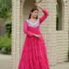 Ram 130 Pink in Colour Faux Georgette Bandhani Print Work Gown. Available at ₹1749 only. Delivery 4-6 Working Days. Shop now. | Gowns, Bollywood Gowns, Creative Gowns, Designer Gowns, Embroidered Gowns, Party Wear Gowns