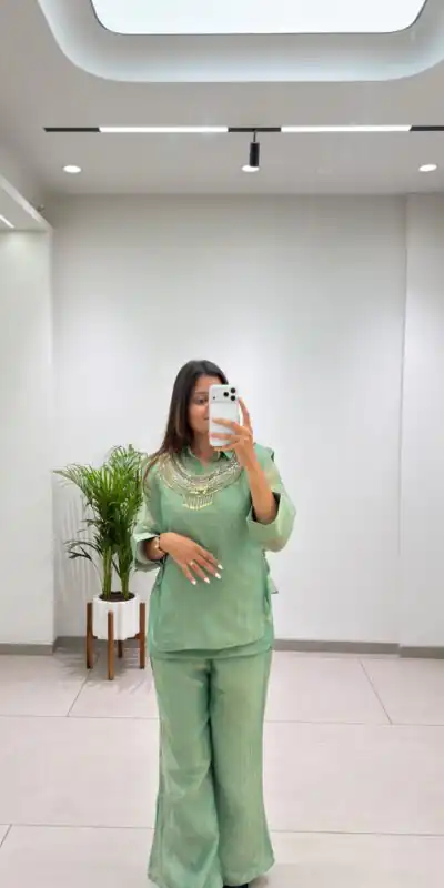 BE 484 Pista Colour | Brown Salsa Silk Kurti with Hand Work. Get it for ₹2199. Delivery 4-6 Working Days. Online Shop now. | Kurti, Bollywood Kurti, Creative Kurtis, Designer Kurti, Party Wear Kurti, Selfie Kurti