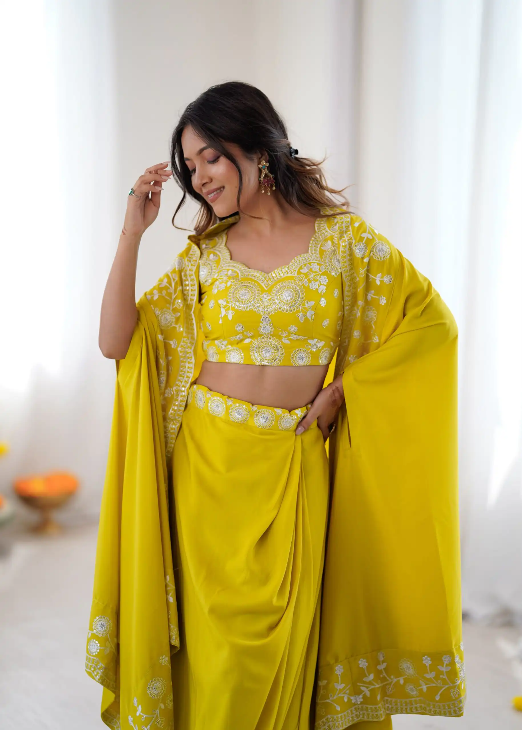 Aglow Mastered French Crep Sequence Work Dhoti Suit - Image 4