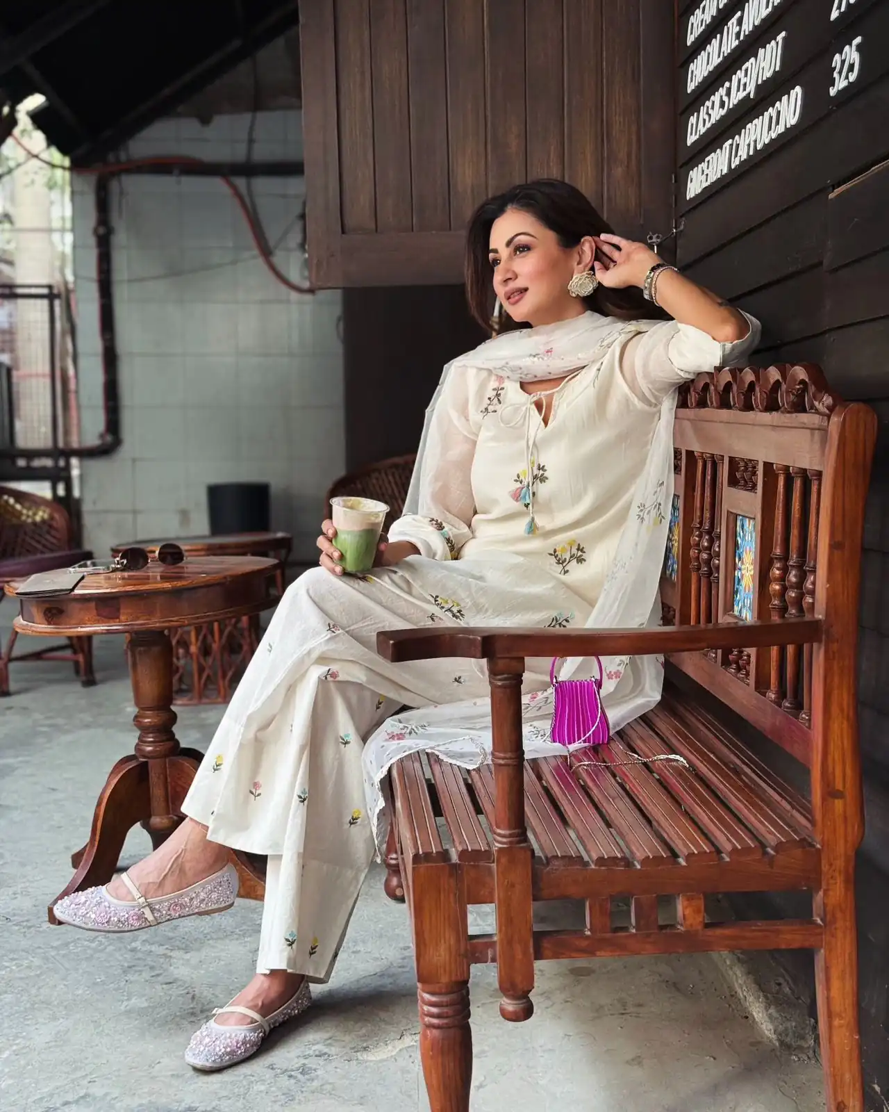 Aglow White Mul Chanderi Silk Embroider Work Salwar Suit - Image 2
