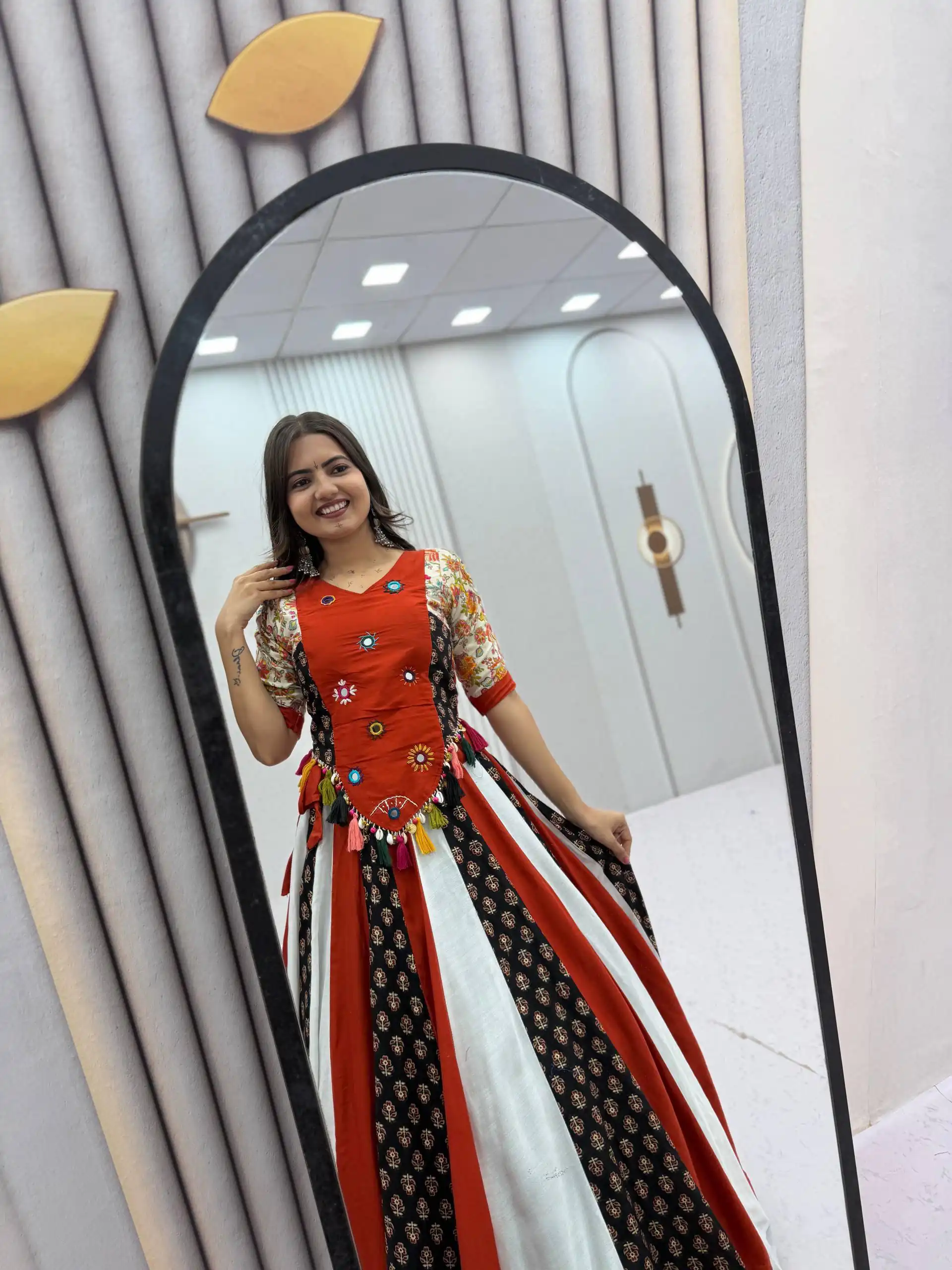 Fancy Red Pure Cotton Hand Work Lehenga Choli - Image 10