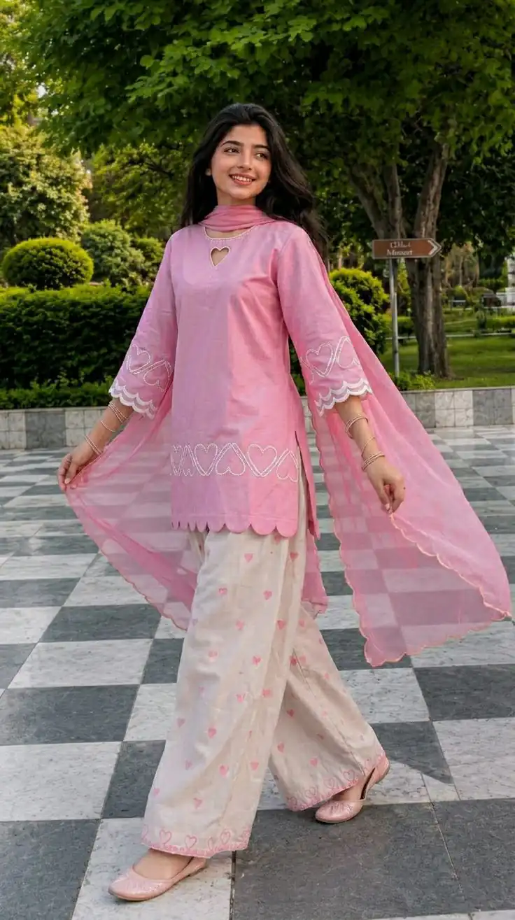 Nice Pink Roman Silk Multi Work Salwar Suit