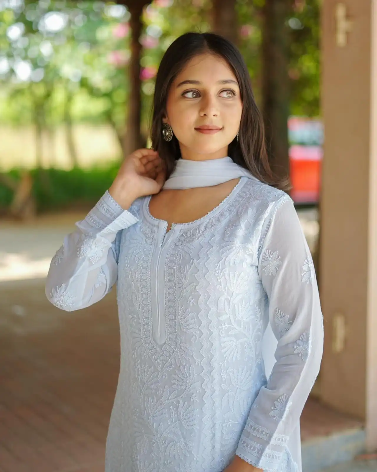 Pretty Grey Georgette Embroider Work Salwar Suit - Image 3