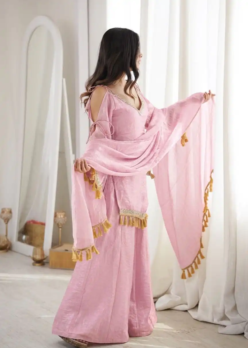Pretty Pink Doremon Crush Mirror Work Salwar Suit - Image 3