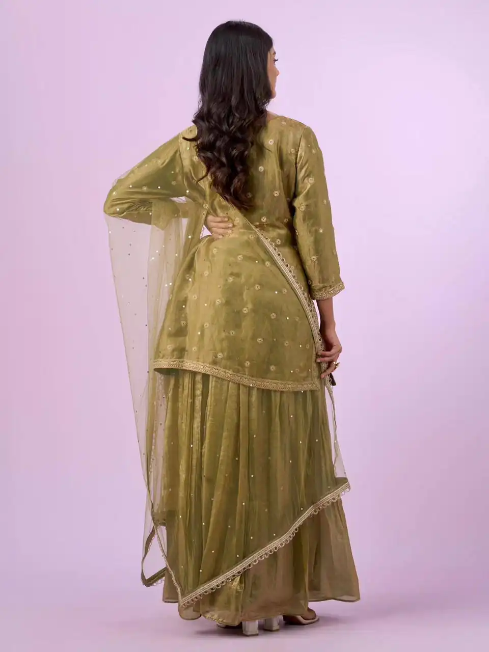 Super Mehandi Fendy Silk Sequins Work Salwar Suit - Image 4