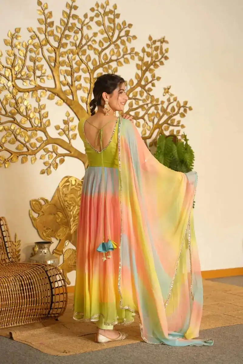 Trendy Multi Faux Georgette Digital Print Work Anarkali Suit - Image 4