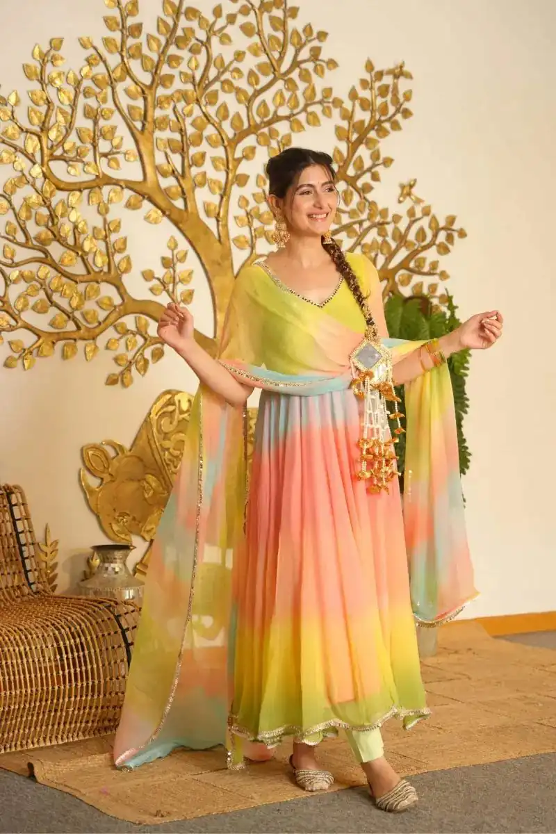 Trendy Multi Faux Georgette Digital Print Work Anarkali Suit - Image 2