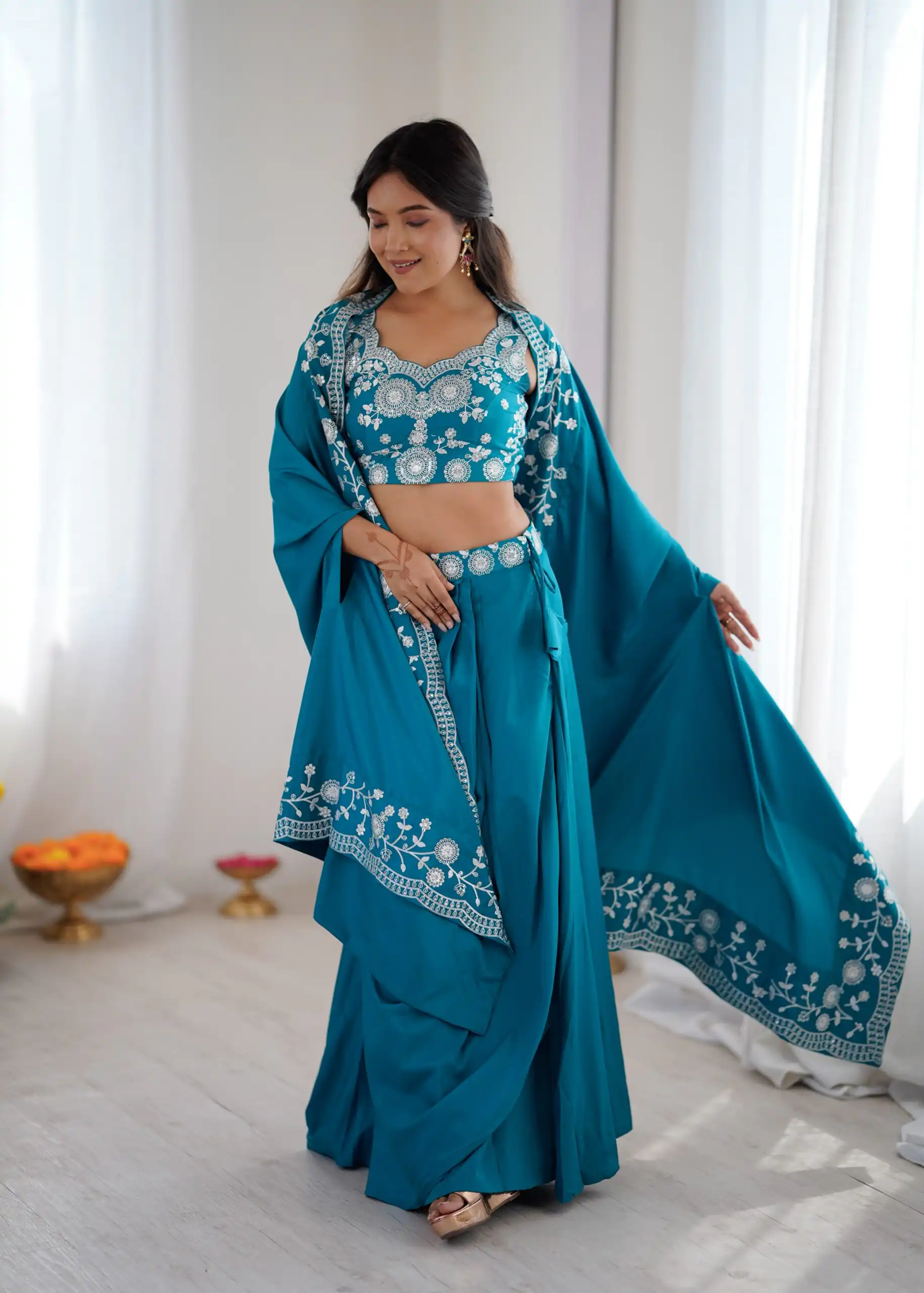 SP 73 Teal French Crep Silk Salwar Suit Perfect for Wedding, Party, Engagement, Baisakhi, Pongal – . Special Price ₹2149. Delivery 4-6 Working Days | Jump Suits, Salwar suit, Casual Suits, Creative suits, Designer Suits, Palazzo Suits, Party Wear Suits, Patiala Suits, Straight Suits