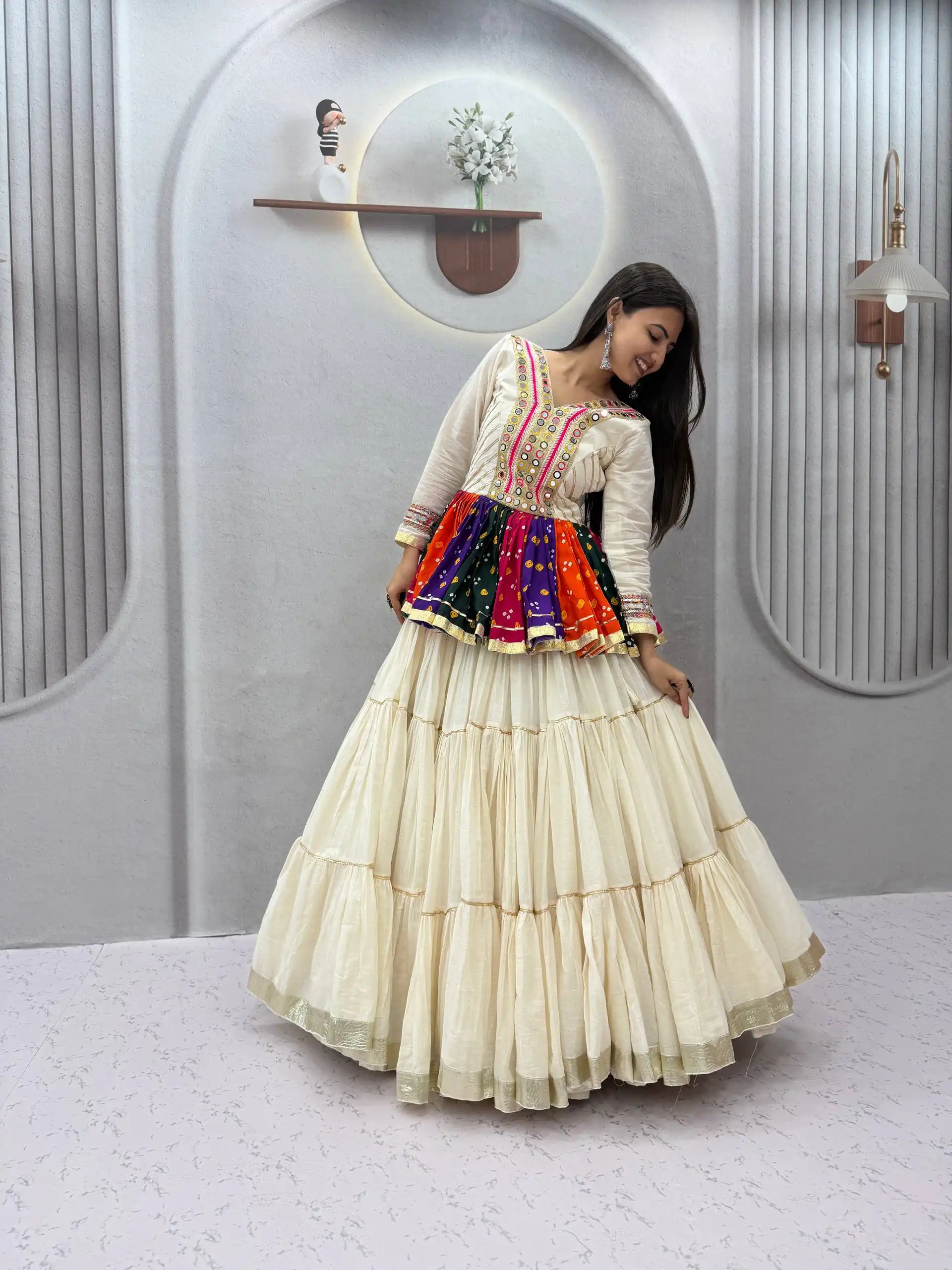 PC 600 White in Pure Cotton Mirror Work & Gamthi Work Lehenga Choli . Exclusive Offer ₹3049. Delivery 4-6 Working Days. Shop now. | Lehenga, Bollywood Lehenga, Creative Lehenga, Designer Lehenga, Embroidered Lehenga, Party Wear Lehenga