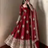 SRK 5372 Maroon Fendy Silk Gown with Embroidery Work & Sequins Work. Special Price ₹2799. Delivery 4-6 Working Days. Shop now. | Gowns, Bollywood Gowns, Creative Gowns, Designer Gowns, Embroidered Gowns, Party Wear Gowns