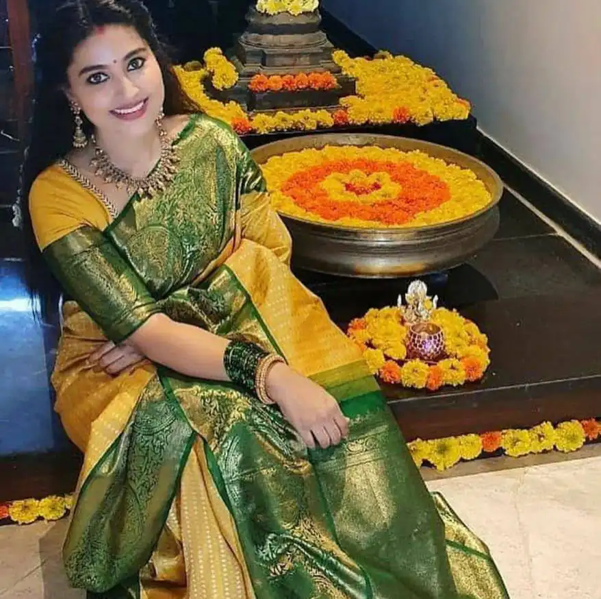KPR 147 Yellow Soft Lichi Silk Saree with Lace Work & Lace Border. Introductory Price ₹1649. Delivery 4-6 Working Days. Shop now. | Sarees, Bollywood Sarees, Creative Sarees, Designer Sarees, Embroidered Sarees, Ethnic Saree, Modern Digital sarees, Party Wear Sarees