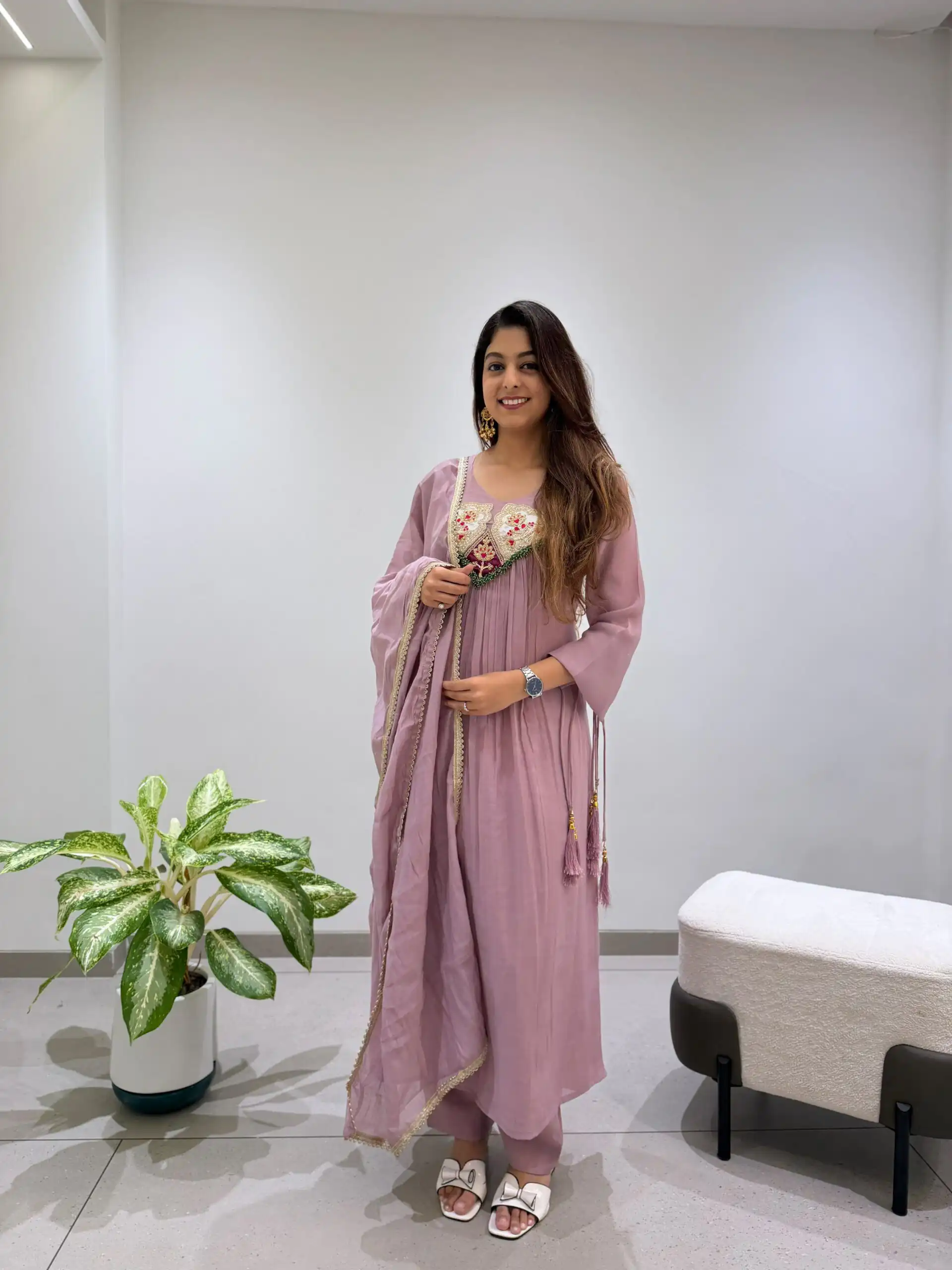 LG 2145 Lavender Mul Chanderi Salwar Suit with Embroidery Work & Sequins Work. Festive Deal ₹2799. Delivery 4-6 Working Days. Shop nowp | Jump Suits, Salwar suit, Casual Suits, Creative suits, Designer Suits, Palazzo Suits, Party Wear Suits, Patiala Suits, Straight Suits