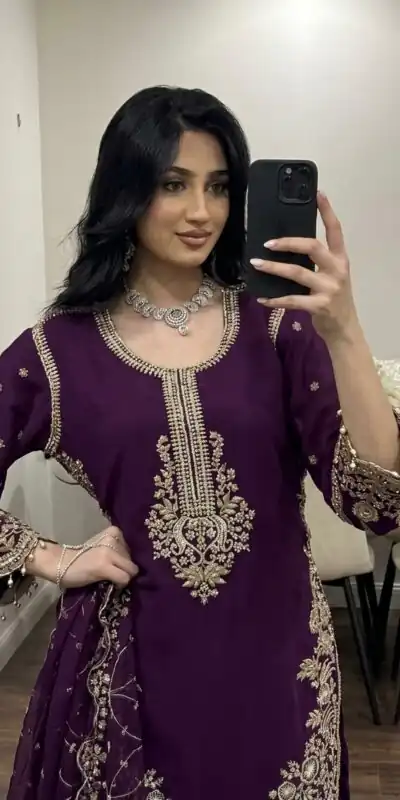 ZSR 3187 Purple Faux Georgette Salwar Suit with Mirror Work & Embroidery Work. Get it for ₹2349. Delivery 4-6 Working Days. Shop now. | Jump Suits, Salwar suit, Casual Suits, Creative suits, Designer Suits, Palazzo Suits, Party Wear Suits, Patiala Suits, Straight Suits