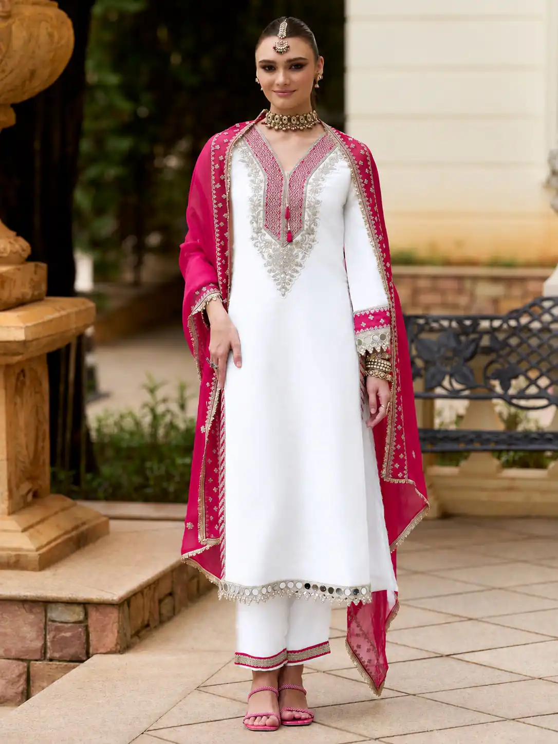 ZSR 3190 White Color Chinon Silk Embroidery Work Salwar Suit . Get it for ₹2349. Delivery 4-6 Working Days. Online Shop now. | Jump Suits, Salwar suit, Casual Suits, Creative suits, Designer Suits, Palazzo Suits, Party Wear Suits, Patiala Suits, Straight Suits