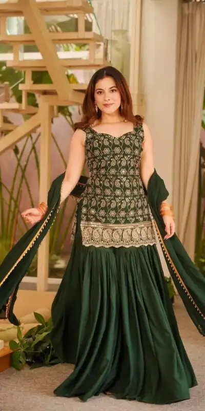 ST 1192 Green Faux Georgette Salwar Suit with Embroidery Work. Available at ₹2349 only. Delivery 4-6 Working Days. Shop now. | Jump Suits, Tops & Bottoms, Track Suits, Salwar suit, Casual Suits, Creative suits, Designer Suits, Palazzo Suits, Party Wear Suits, Patiala Suits, Straight Suits, Trendy Wear