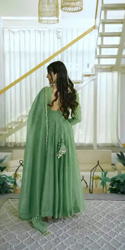 KD 1641 Pista in Salsa Silk Embroidery Work & Sequins Work Gown . Get it for ₹2899. Delivery 4-6 Working Days. Online Shop now. | Gowns, Bollywood Gowns, Creative Gowns, Designer Gowns, Embroidered Gowns, Party Wear Gowns