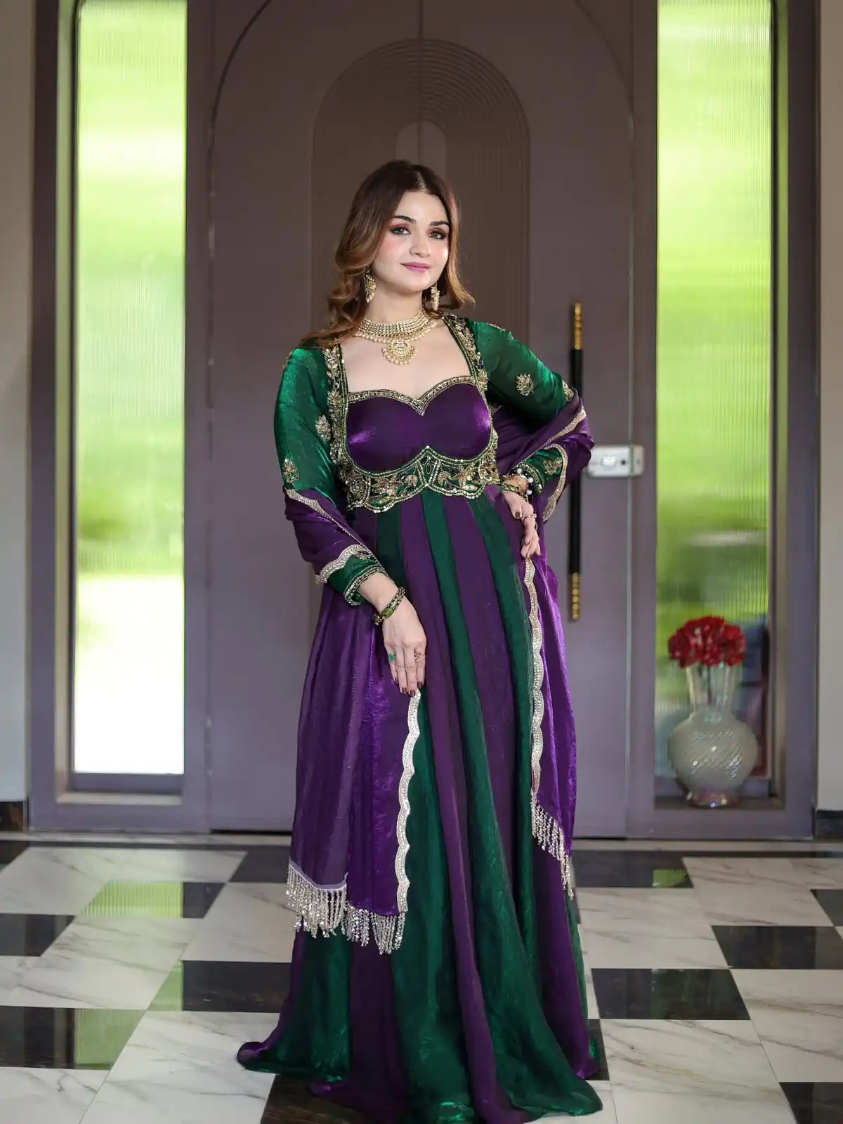 ZD 10025 Purple Fendy Silk Gown with Embroidery Work & Sequins Work. Special Price ₹2399. Delivery 4-6 Working Days. Shop now. | Gowns, Bollywood Gowns, Creative Gowns, Designer Gowns, Embroidered Gowns, Party Wear Gowns