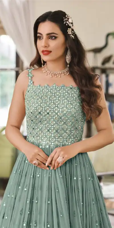 FC 1381 Sea Green Georgette Salwar Suit with Mirror Work & Embroidery Work. Get it for ₹2449. Delivery 4-6 Working Days. Shop now. | Jump Suits, Salwar suit, Casual Suits, Creative suits, Designer Suits, Palazzo Suits, Party Wear Suits, Patiala Suits, Straight Suits