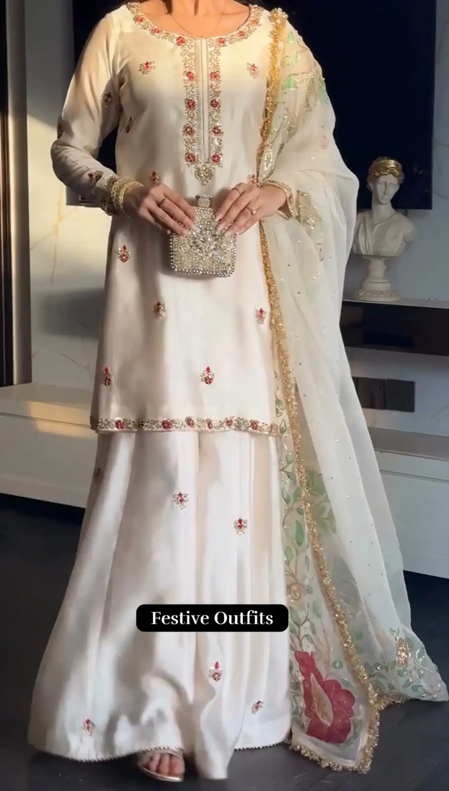 ST 1204 White Faux Georgette Salwar Suit with Embroidery Work. Available at ₹2249 only. Delivery 4-6 Working Days. Shop now. | Jump Suits, Tops & Bottoms, Track Suits, Salwar suit, Casual Suits, Creative suits, Designer Suits, Palazzo Suits, Party Wear Suits, Patiala Suits, Straight Suits, Trendy Wear