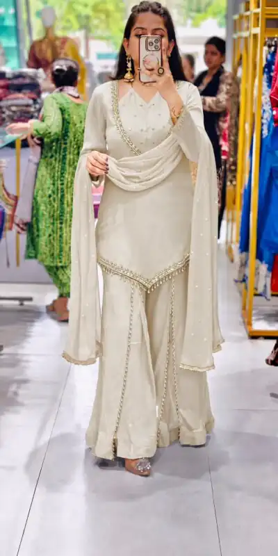 JF 054 White Color Roman Silk Salwar Suit with Embroidery Work. Available at ₹2399 only. Delivery 4-6 Working Days. Shop now. | Jump Suits, Salwar suit, Casual Suits, Creative suits, Designer Suits, Palazzo Suits, Party Wear Suits, Patiala Suits, Straight Suits