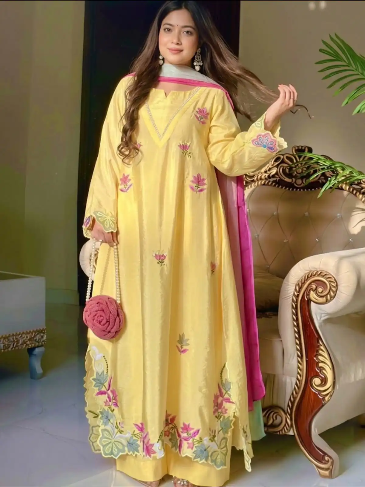 MF 544 Yellow Ho Silk Salwar Suit with Sequins Work & Embroidery Work. Grab it for ₹2349. Delivery 4-6 Working Days. Shop now. | Jump Suits, Salwar suit, Casual Suits, Creative suits, Designer Suits, Palazzo Suits, Party Wear Suits, Patiala Suits, Straight Suits