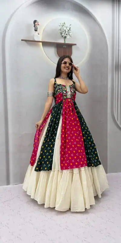 PC 604 Black Khadi Cotton Lehenga Choli with Bandhej Print & Mirror Work. Festive Deal ₹3049. Delivery 4-6 Working Days. Shop now. | Lehenga, Bollywood Lehenga, Creative Lehenga, Designer Lehenga, Embroidered Lehenga, Party Wear Lehenga