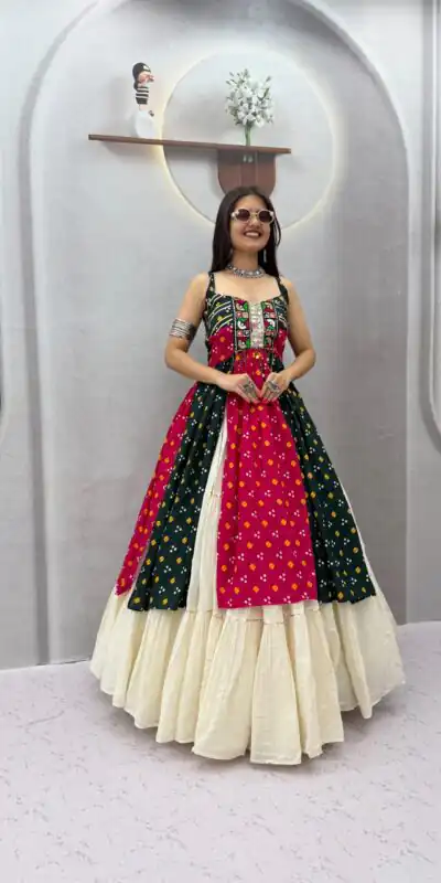 PC 604 Black Khadi Cotton Lehenga Choli with Bandhej Print & Mirror Work. Festive Deal ₹3049. Delivery 4-6 Working Days. Shop now. | Lehenga, Bollywood Lehenga, Creative Lehenga, Designer Lehenga, Embroidered Lehenga, Party Wear Lehenga