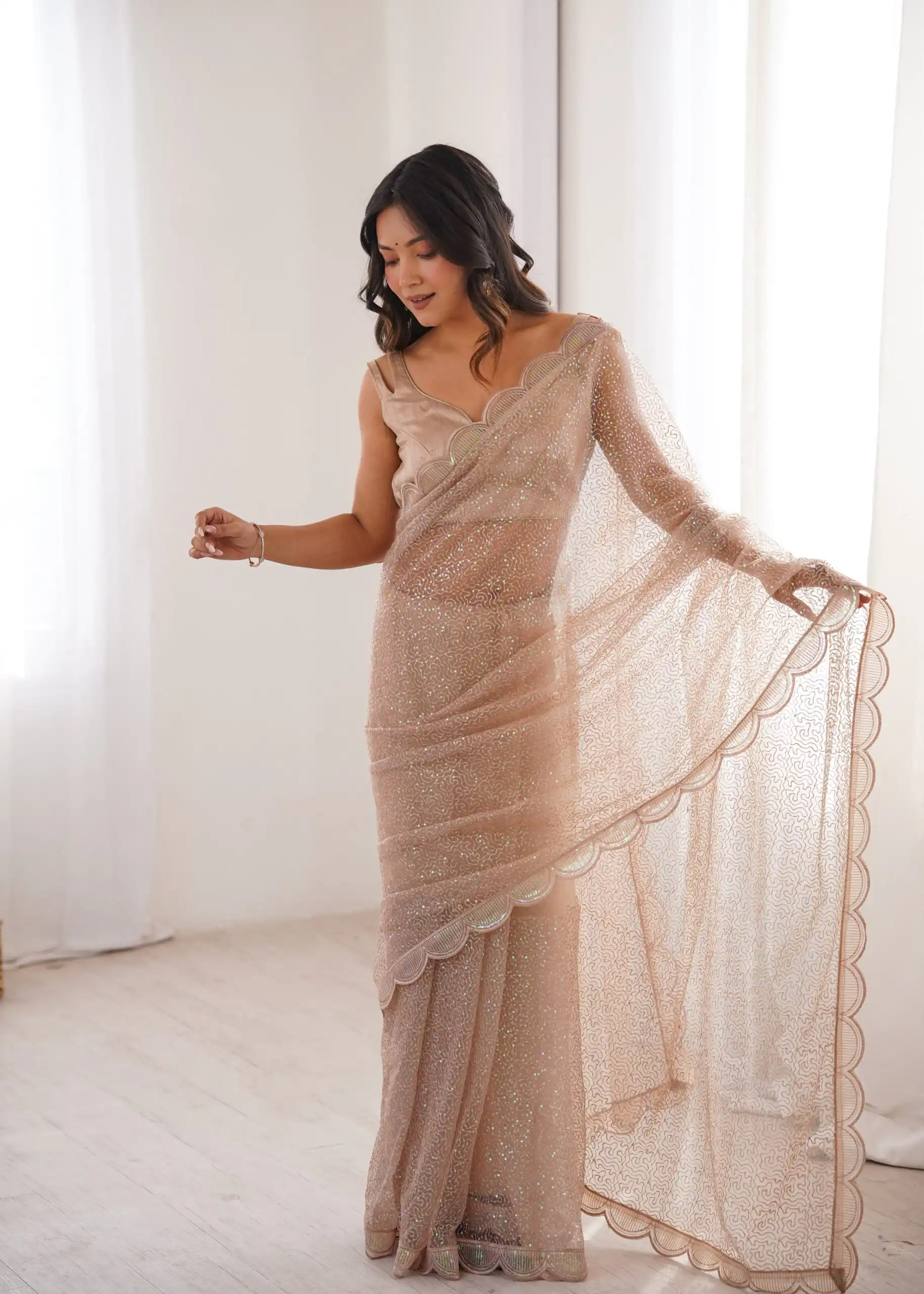 SP 90 Cream Soft Net Saree with Sequins Work & Embroidery Work. Available at ₹2299 only. Delivery 4-6 Working Days. Shop now. | Sarees, Bollywood Sarees, Creative Sarees, Designer Sarees, Embroidered Sarees, Ethnic Saree, Modern Digital sarees, Party Wear Sarees