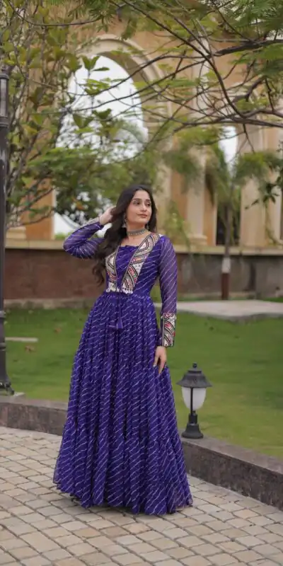 KA 1274 Purple in Colour Faux Georgette Bandhani Print Work Gown. Available at ₹2019 only. Delivery 4-6 Working Days. Shop now. | Gowns, Bollywood Gowns, Creative Gowns, Designer Gowns, Embroidered Gowns, Party Wear Gowns