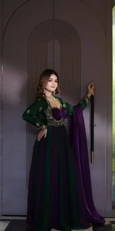 ND 5072 Purple Fendy Silk Gown with Embroidery Work & Sequins Work. Special Price ₹2849. Delivery 4-6 Working Days. Shop now. | Gowns, Bollywood Gowns, Creative Gowns, Designer Gowns, Embroidered Gowns, Party Wear Gowns