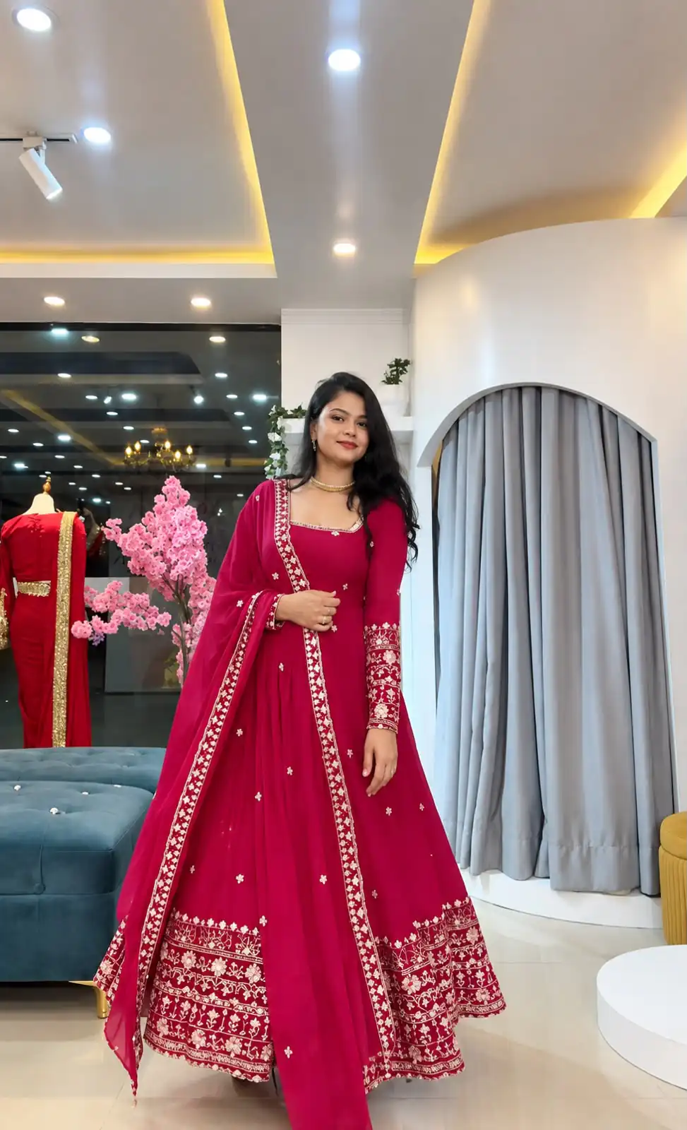 SSR 544 Pink in Crunchy Silk Embroidery Work & Lace Work Gown . Special Price ₹2399. Delivery 4-6 Working Days. Shop now. | Gowns, Bollywood Gowns, Creative Gowns, Designer Gowns, Embroidered Gowns, Party Wear Gowns