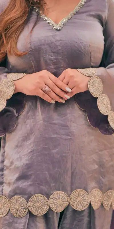 MF 545 Lavender Fendy Silk Salwar Suitwith Embroidery Work & Lace Work. Now at just ₹2099. Delivery 4-6 Working Days. Shop now. | Jump Suits, Salwar suit, Casual Suits, Creative suits, Designer Suits, Palazzo Suits, Party Wear Suits, Patiala Suits, Straight Suits