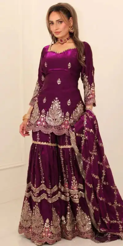 NF 1297 Wine Fendy Silk Salwar Suitwith Embroidery Work & Lace Work. Now at just ₹2799. Delivery 4-6 Working Days. Shop now. | Jump Suits, Salwar suit, Casual Suits, Creative suits, Designer Suits, Palazzo Suits, Party Wear Suits, Patiala Suits, Straight Suits