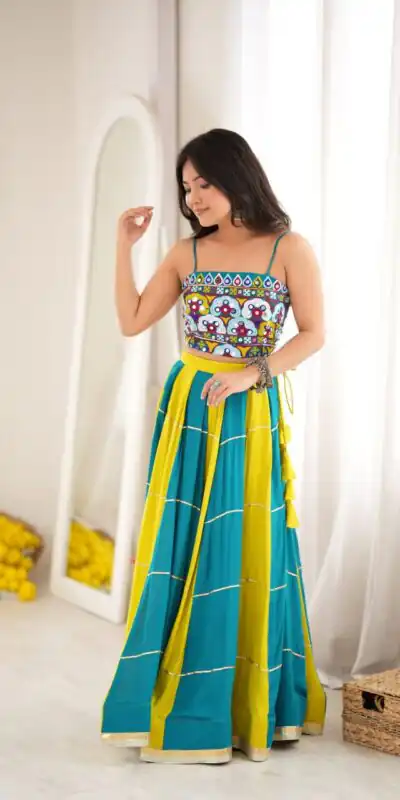 SP 97 Blue Color Rayon Embroidery Work & Cowrie Work Lehenga Choli . Grab it for ₹2399. Delivery 4-6 Working Days. Shop now. | Lehenga, Bollywood Lehenga, Creative Lehenga, Designer Lehenga, Embroidered Lehenga, Party Wear Lehenga