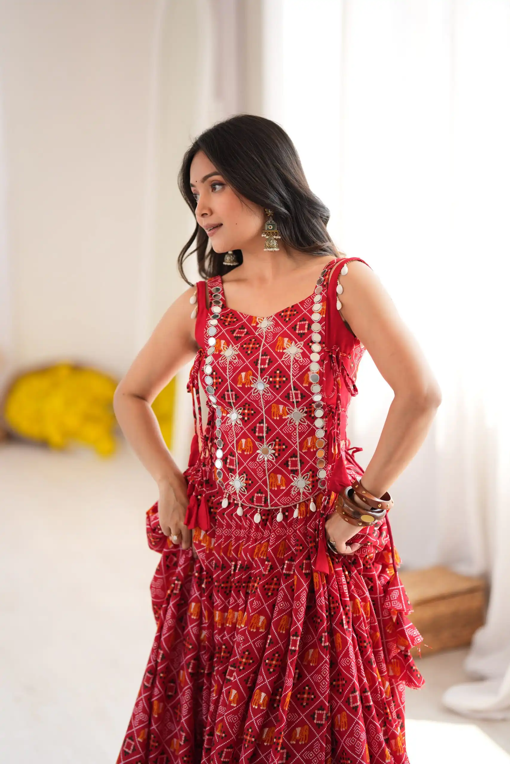 SP 96 Redl Color Rayon Embroidery Work & Cowrie Work Lehenga Choli . Grab it for ₹2199. Delivery 4-6 Working Days. Shop now. | Lehenga, Bollywood Lehenga, Creative Lehenga, Designer Lehenga, Embroidered Lehenga, Party Wear Lehenga