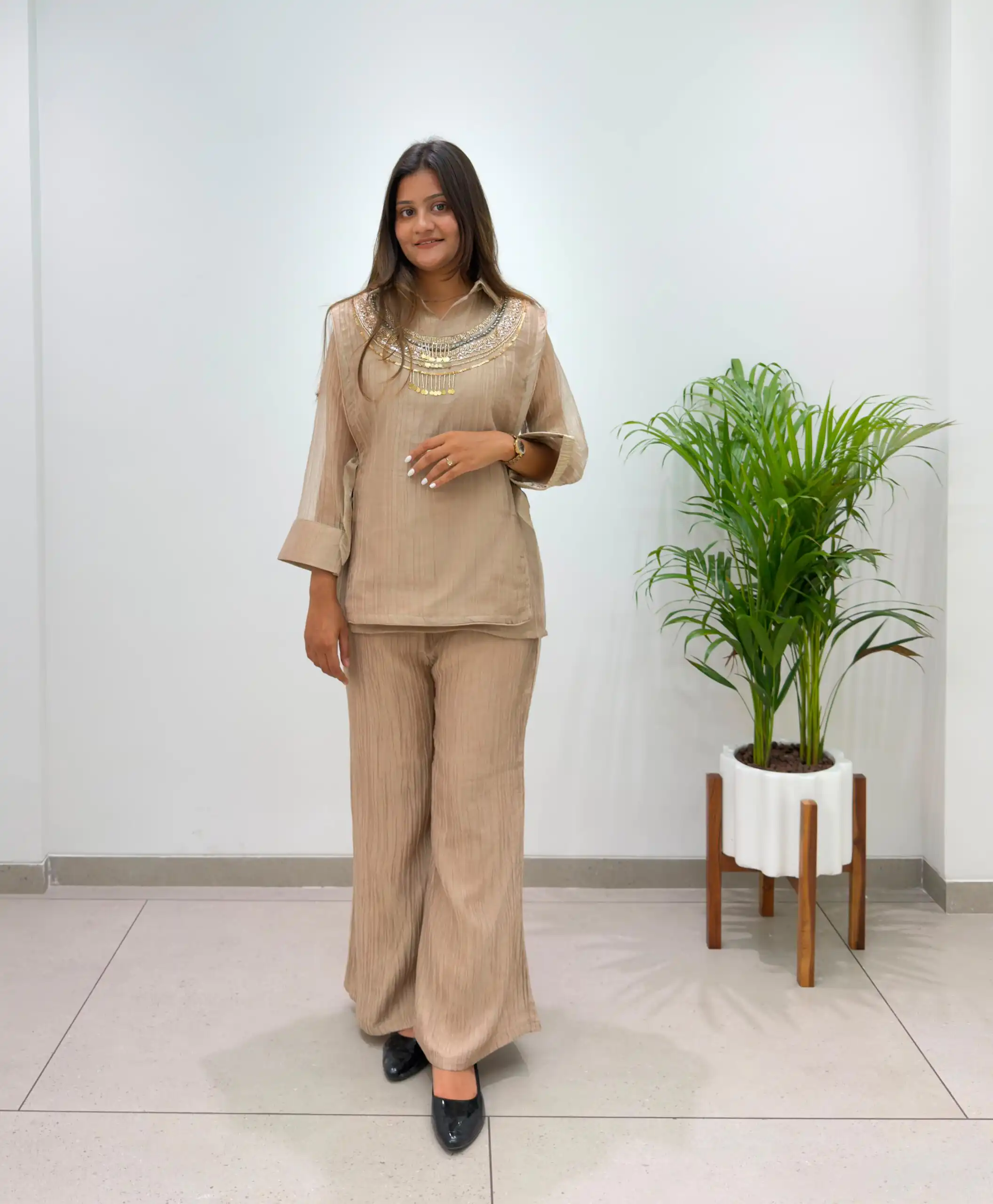 BE 485 Cream Colour | Brown Salsa Silk Kurti with Hand Work. Get it for ₹2249. Delivery 4-6 Working Days. Online Shop now. | Kurti, Bollywood Kurti, Creative Kurtis, Designer Kurti, Party Wear Kurti, Selfie Kurti