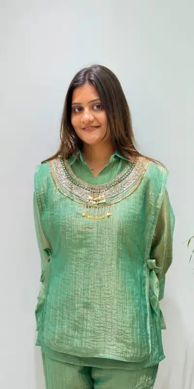 BE 485 Pista Colour | Brown Salsa Silk Kurti with Hand Work. Get it for ₹2249. Delivery 4-6 Working Days. Online Shop now. | Kurti, Bollywood Kurti, Creative Kurtis, Designer Kurti, Party Wear Kurti, Selfie Kurti