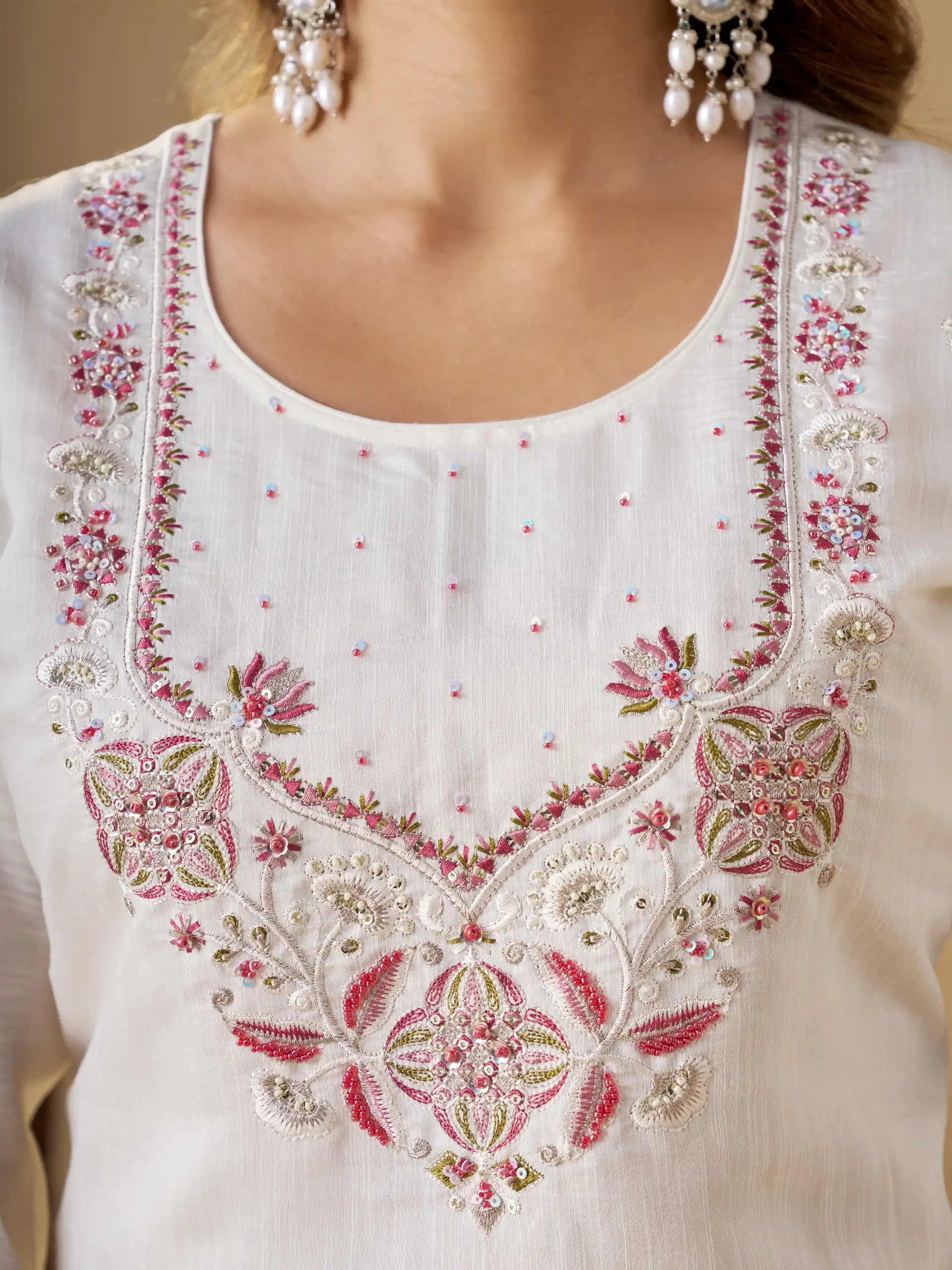 Alluring White Marina Silk Embroidery Work Salwar Suit - Image 3