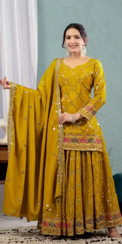 Angelic Mustered Chinon Silk Sequence Work Salwar Suit