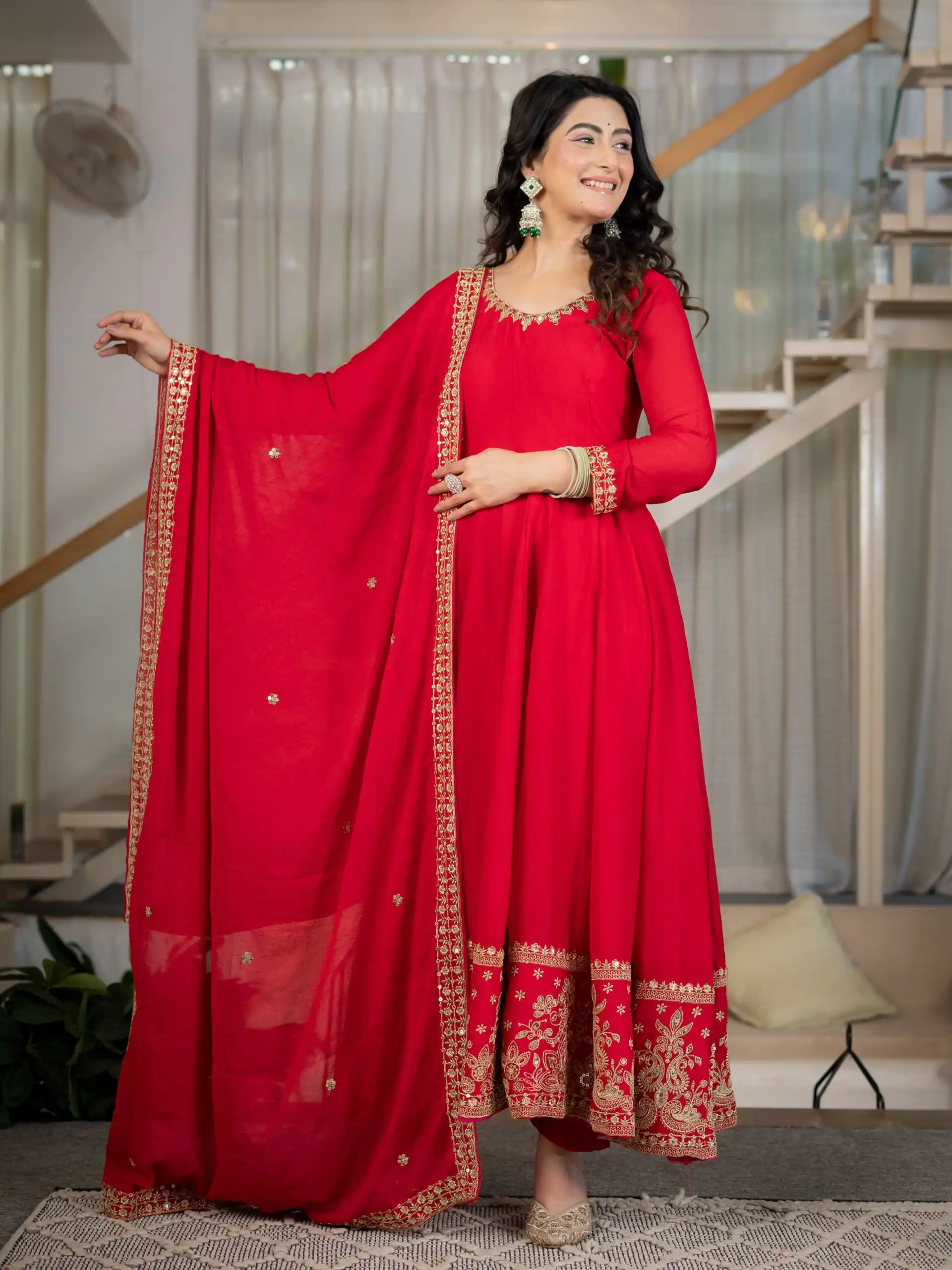 Nice Red Rangoli Crush Sequence Work Salwar Suit - Image 8
