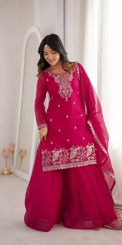 KB 295 Pink Crunchy Silk Salwar Suit with Embroidery Work. Wedding, Party, Festive, Events Best Price ₹2299. Delivery 4-6 Working Days. Shop now. | Jump Suits, Salwar suit, Casual Suits, Creative suits, Designer Suits, Palazzo Suits, Party Wear Suits, Patiala Suits, Straight Suits