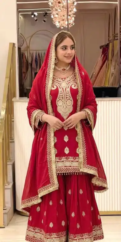 AD 236 Red Color Chinon Silk Salwar Suit with Embroidery Work. Online Get it for ₹2349. Delivery 4-6 Working Days. Shop now. | Jump Suits, Salwar suit, Casual Suits, Creative suits, Designer Suits, Palazzo Suits, Party Wear Suits, Patiala Suits, Straight Suits