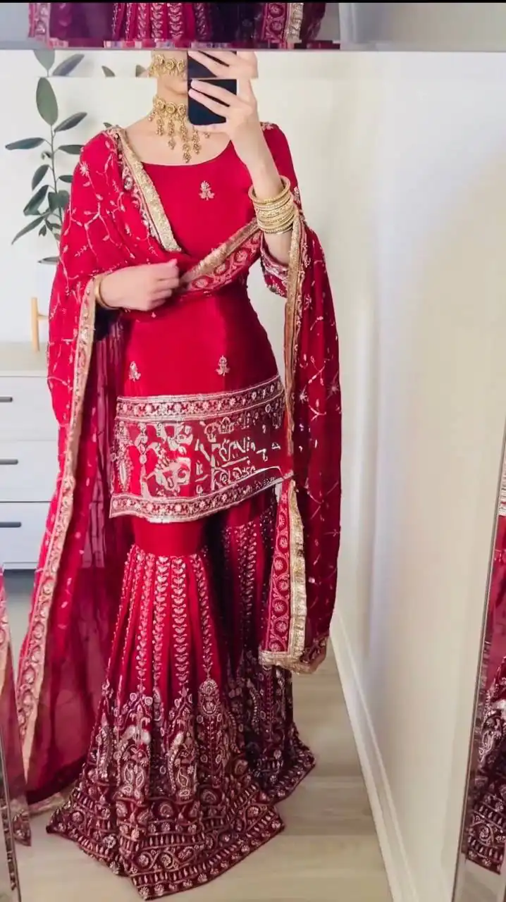 RTC 6003 Red Color Chinon Silk Salwar Suit with Embroidery Work. Online Get it for ₹2849. Delivery 4-6 Working Days. Shop now. | Jump Suits, Salwar suit, Casual Suits, Creative suits, Designer Suits, Palazzo Suits, Party Wear Suits, Patiala Suits, Straight Suits