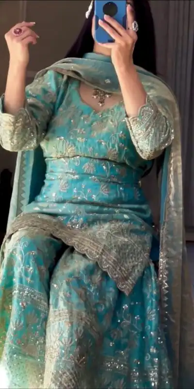 MF 479 Blue in Color Fendy Crush Silk Designer Work Salwar Suit . Introductory Price ₹2999. Delivery 4-6 Working Days. Shop now. | Jump Suits, Salwar suit, Casual Suits, Creative suits, Designer Suits, Palazzo Suits, Party Wear Suits, Patiala Suits, Straight Suits
