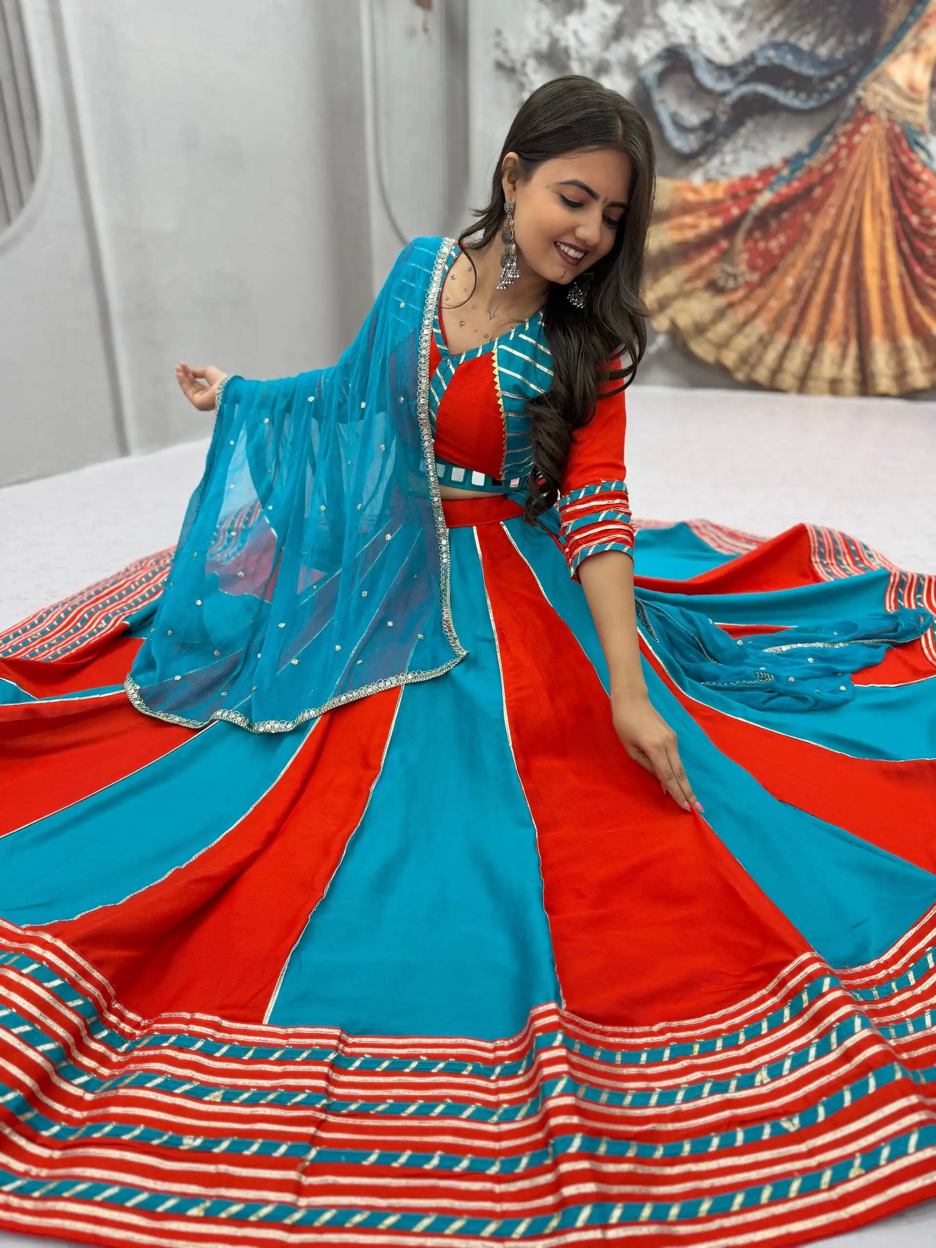 PC 589 Blue in Pure Cotton Mirror Work & Gamthi Work Lehenga Choli . Exclusive Offer ₹2199. Delivery 4-6 Working Days. Shop now. | Lehenga, Bollywood Lehenga, Creative Lehenga, Designer Lehenga, Embroidered Lehenga, Party Wear Lehenga
